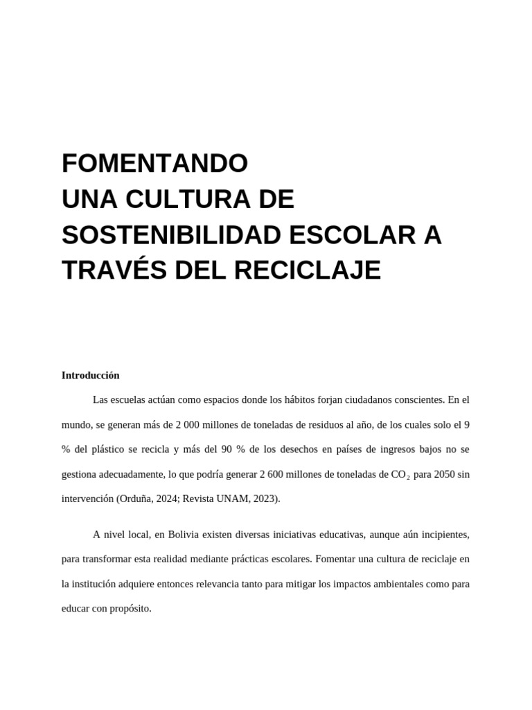 Cultura de Reciclaje en Escuelas | PDF | Reciclaje | Residuos