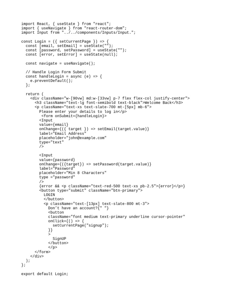React Login Component Example | PDF