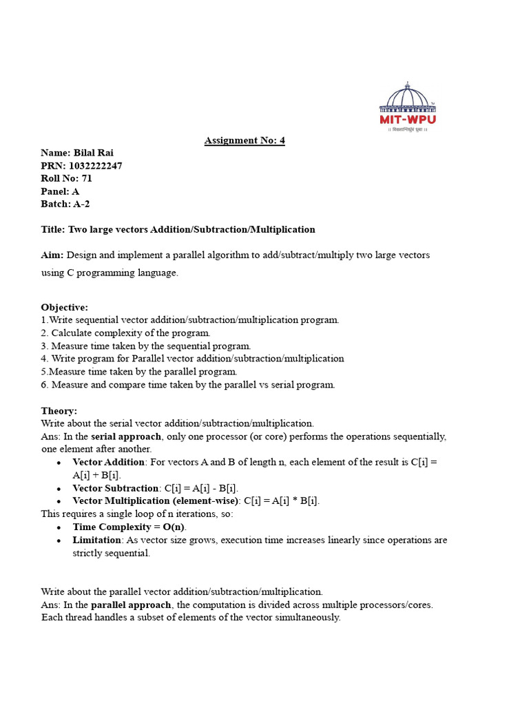 HPC - Assignment 4 | PDF | Parallel Computing | Multiplication