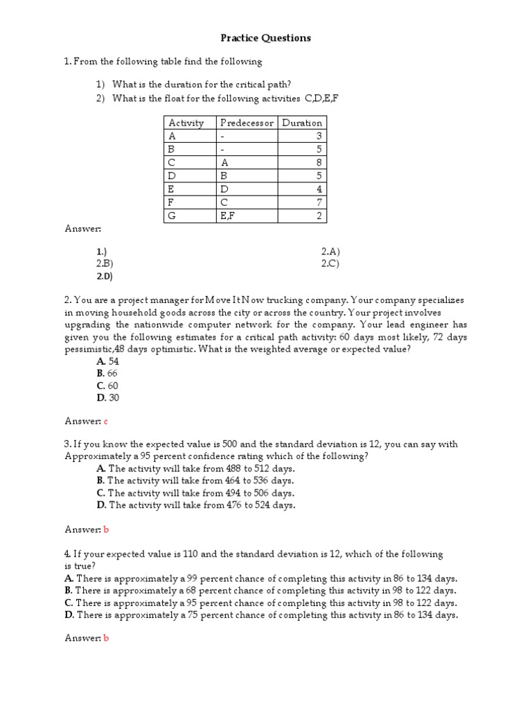 Practice Questions Bond Duration Standard Deviation