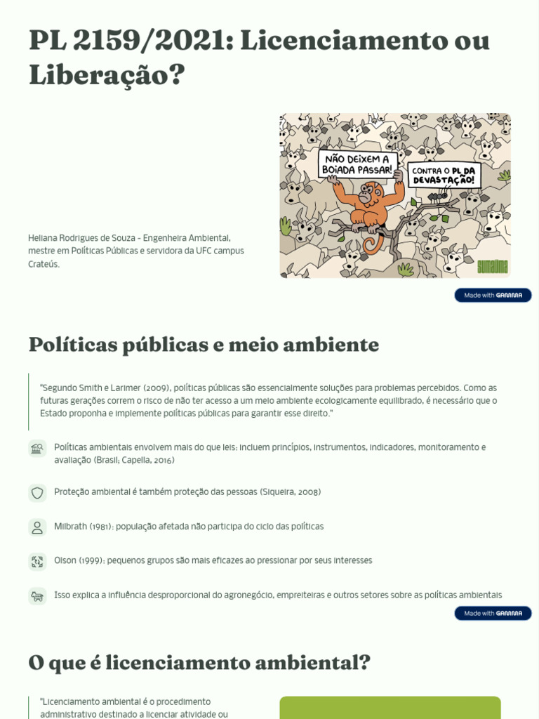 PL 2159/2021: Licenciamento Ambiental em Debate | PDF | Ambiente natural