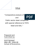 22963531 Project Report on Comparative Analysis of Public and Private Sector Steel Companies in India