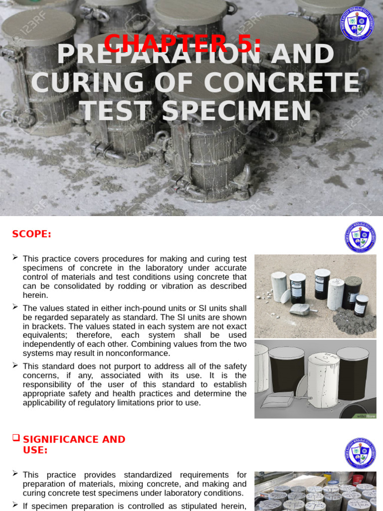 Concrete Test Specimen Preparation Guide | PDF | Concrete | Cement
