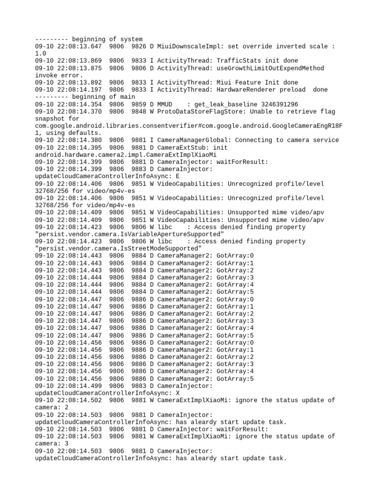 Camera Service Initialization Log | PDF | Software | Software Engineering