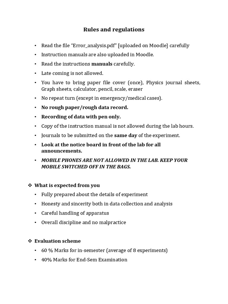 Lab Rules and Evaluation Guidelines | PDF