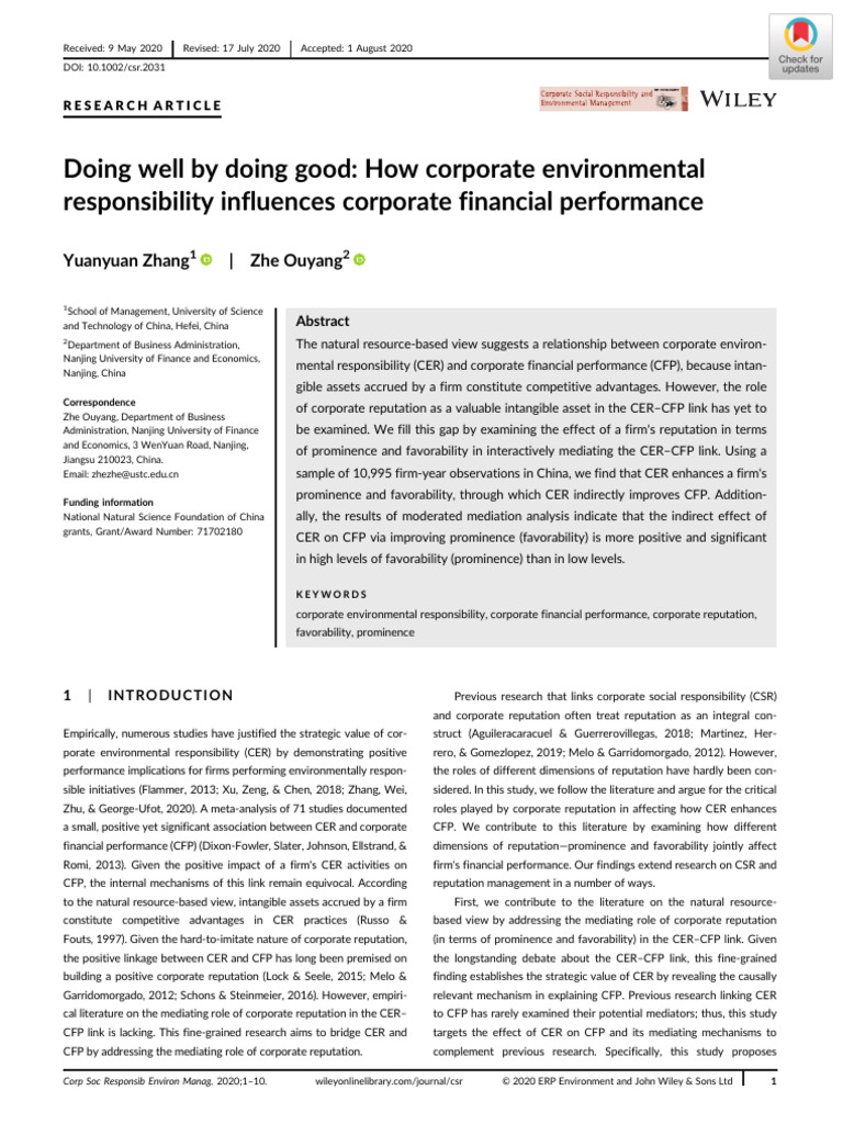 Corporate Environmental Responsibility's Impact on Financial ...
