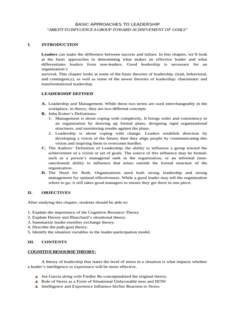 Basic Leadership Theories Explained | PDF | Leadership | Psychological ...