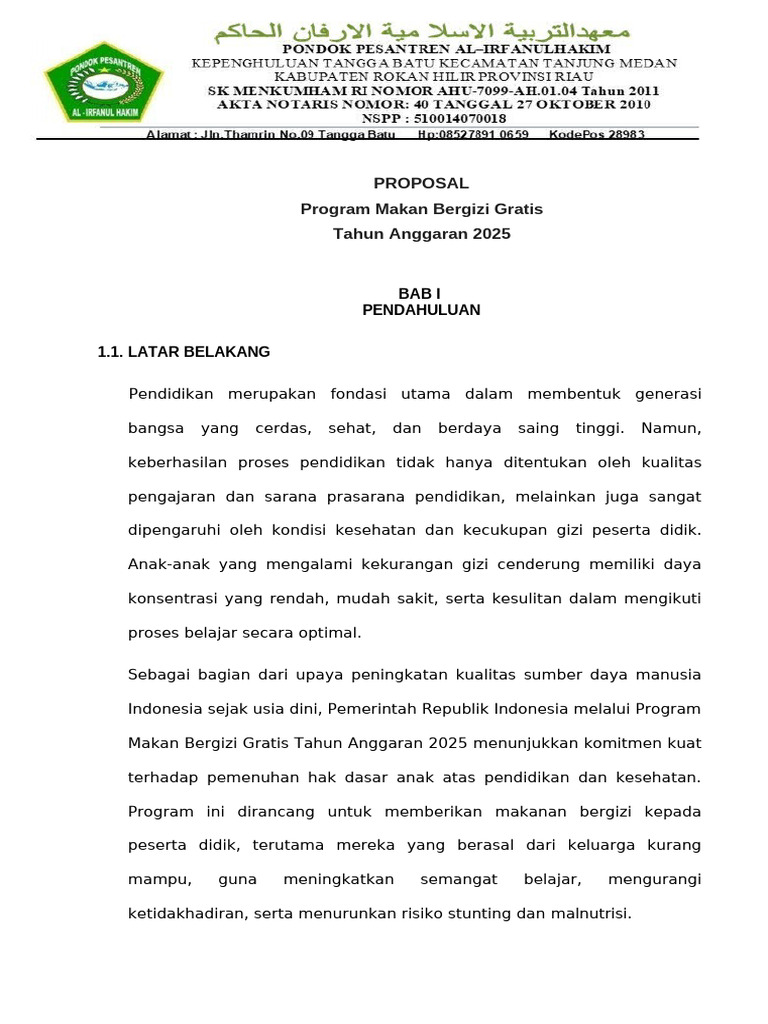 Proposal Program Makan Bergizi Gratis | PDF