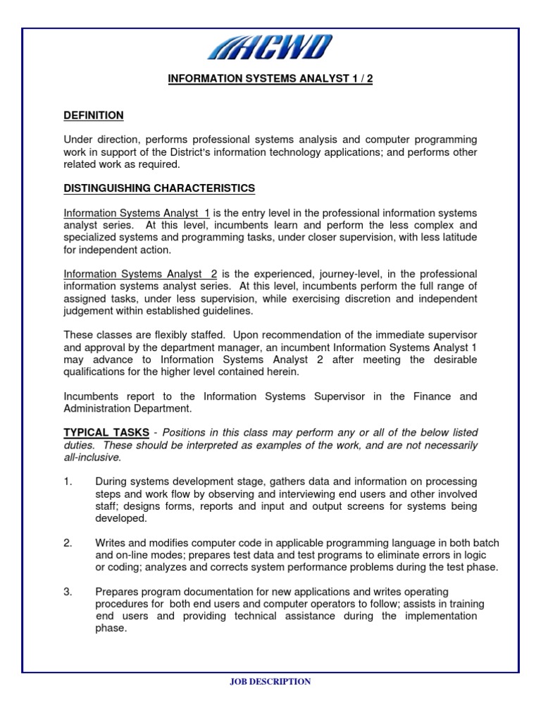 Information Systems Analyst 1 2 | PDF | Intelligence Analysis ...