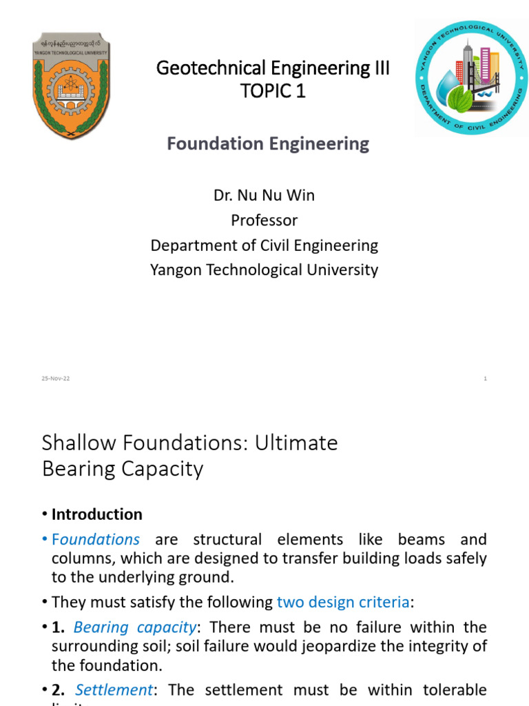 Shallow Foundations: Bearing Capacity Guide | PDF | Foundation ...