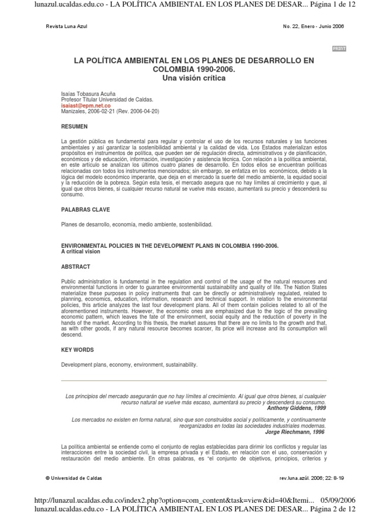 Política Ambiental Universidad de Caldas | PDF | Desarrollo sostenible ...