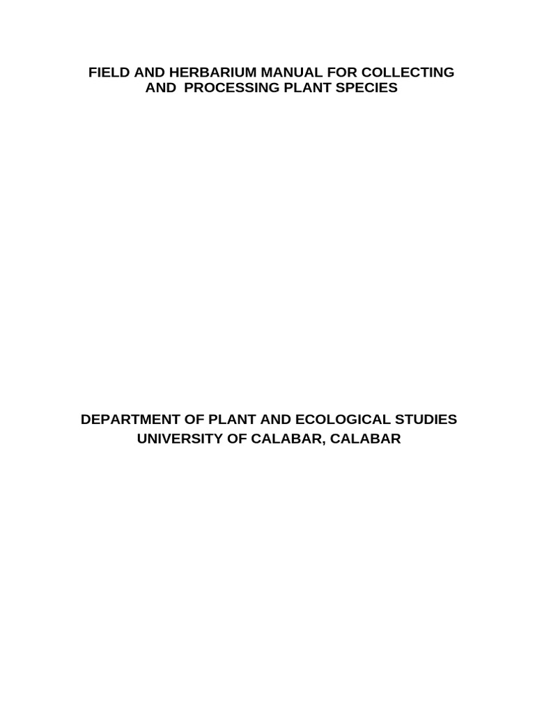 Field - and - Herbarium - Manual - For - Collecting - and - Processing ...