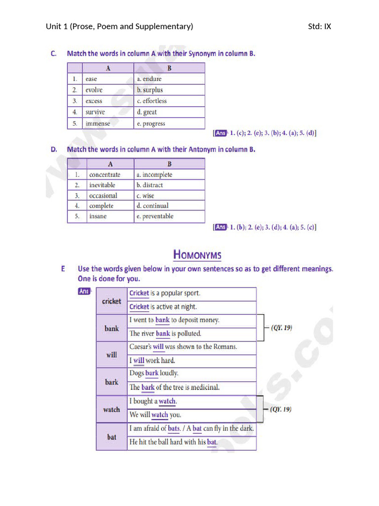 Objectives Unit 1,2,3 STD Ix | PDF