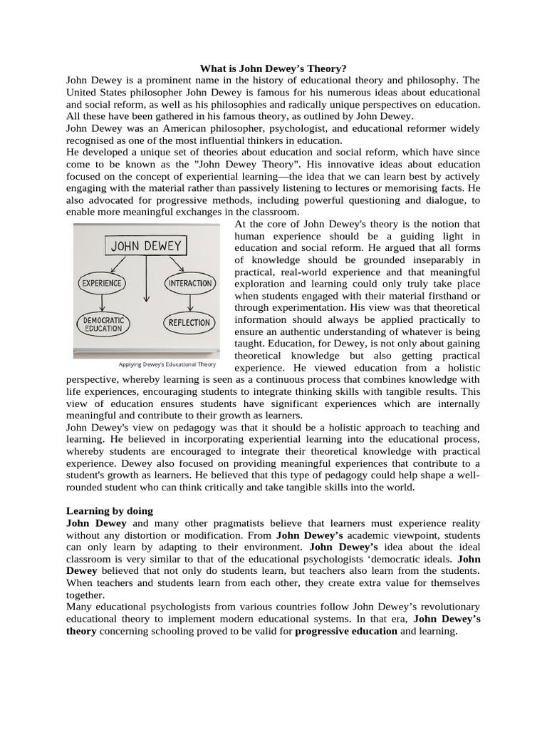 Dewey's Experiential Learning Theory | PDF | John Dewey | Learning