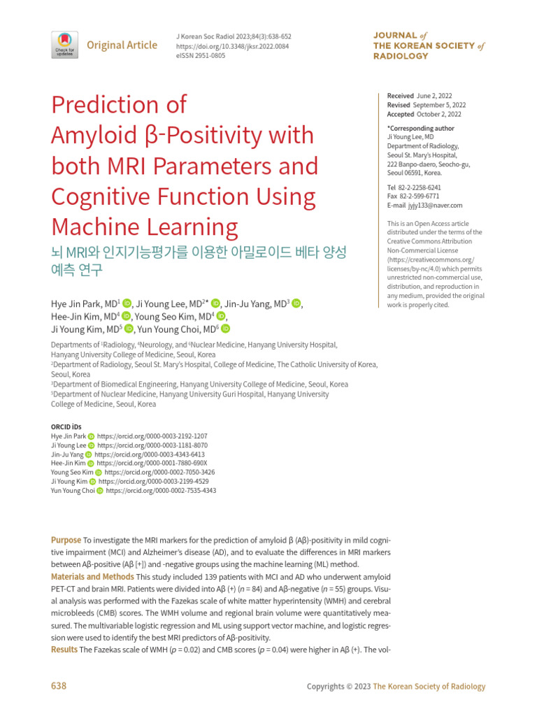 Predicting Amyloid β with MRI & ML | PDF | Amyloid Beta | Neuroscience
