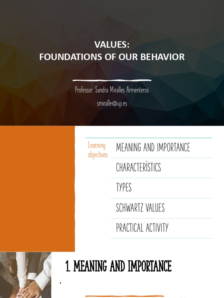 Session 1_Values at Work | PDF | Value (Ethics) | Attitude (Psychology)