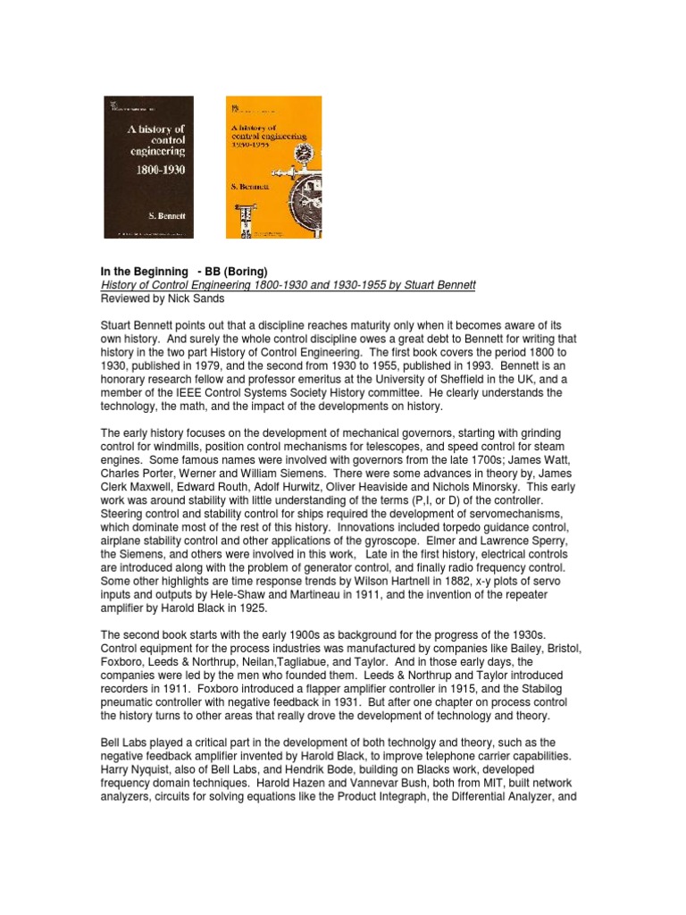History of Control Engineering 1800-1955 | PDF | Servomechanism ...