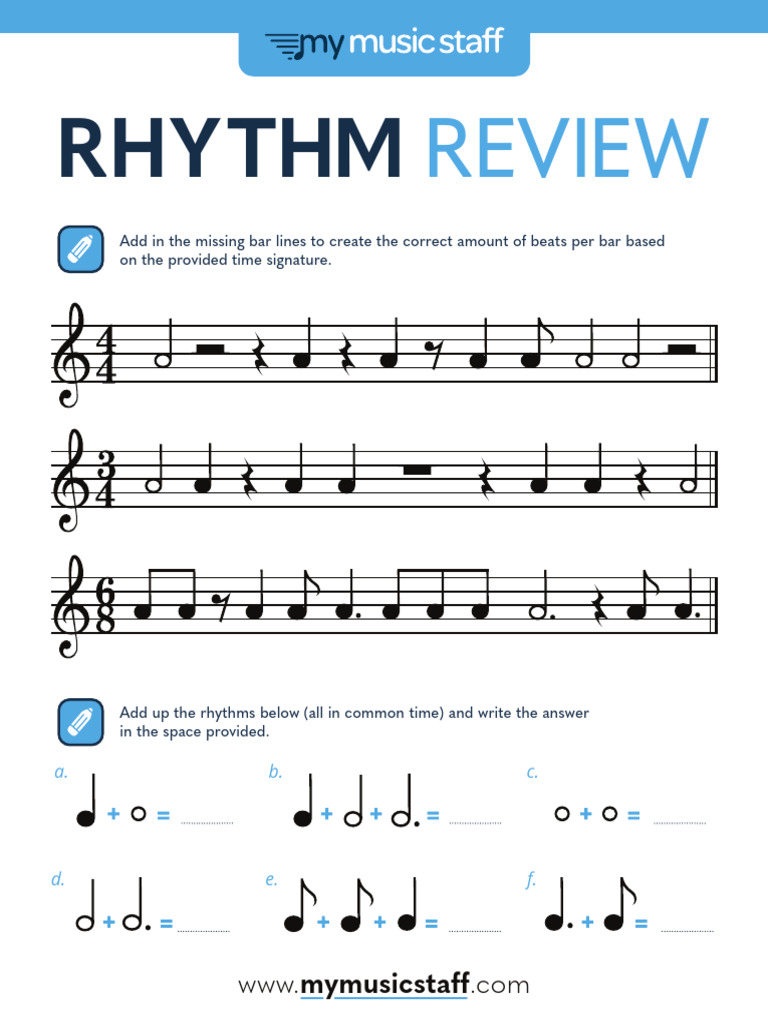 Rhythm Review: Completing Bar Lines | PDF