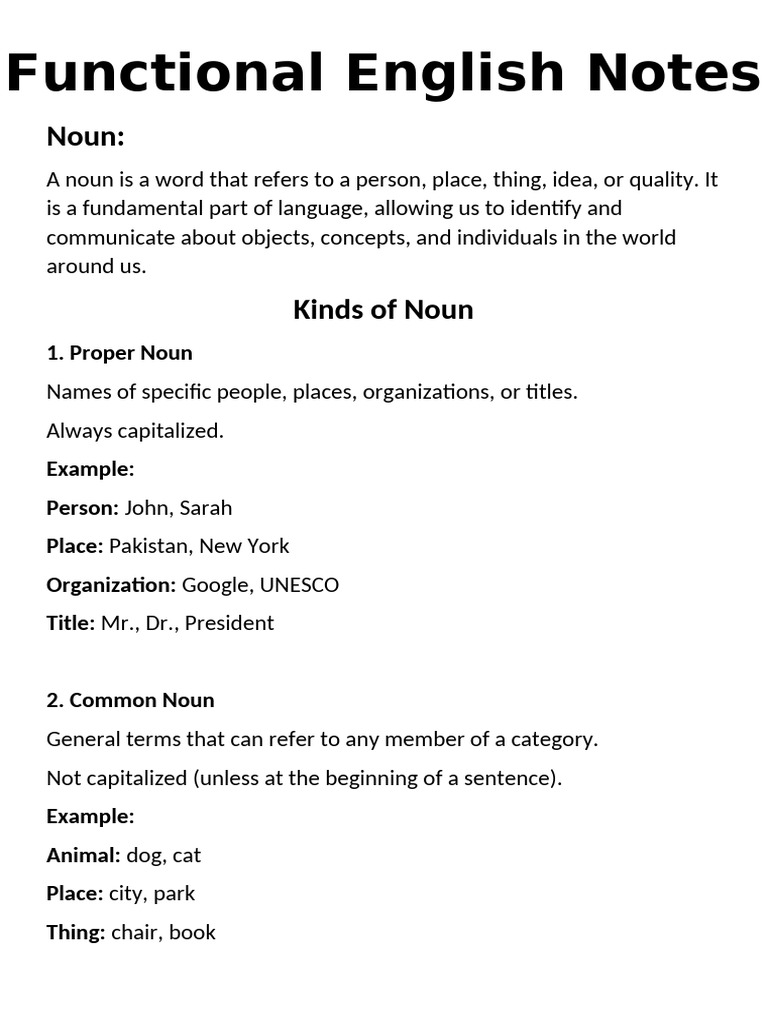 Functional English: Nouns and Conjunctions | PDF | Pronoun | Noun