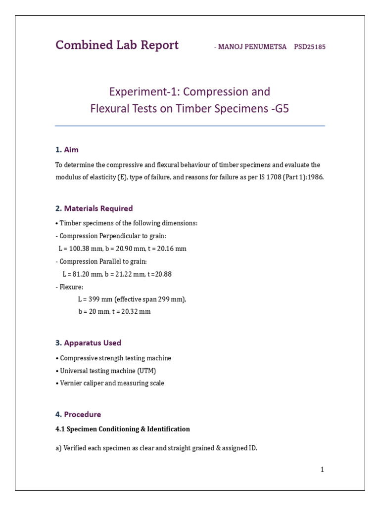 Manoj Penumetsa - Psd25185 - Lab Report Combined | PDF | Strength Of ...