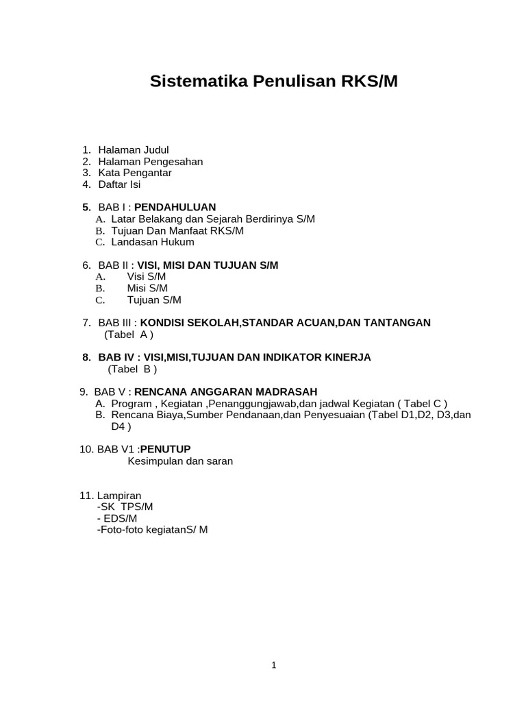 Panduan Penulisan RKS/M Sekolah | PDF