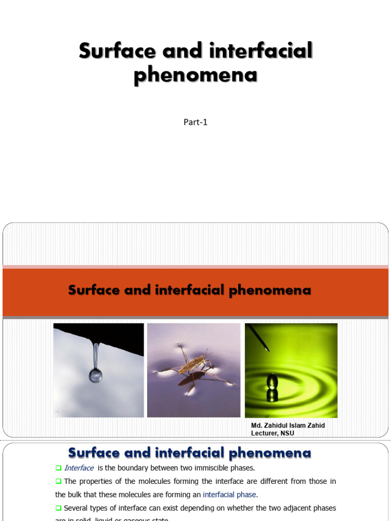 Understanding Surface and Interfacial Phenomena | PDF | Surface Tension ...