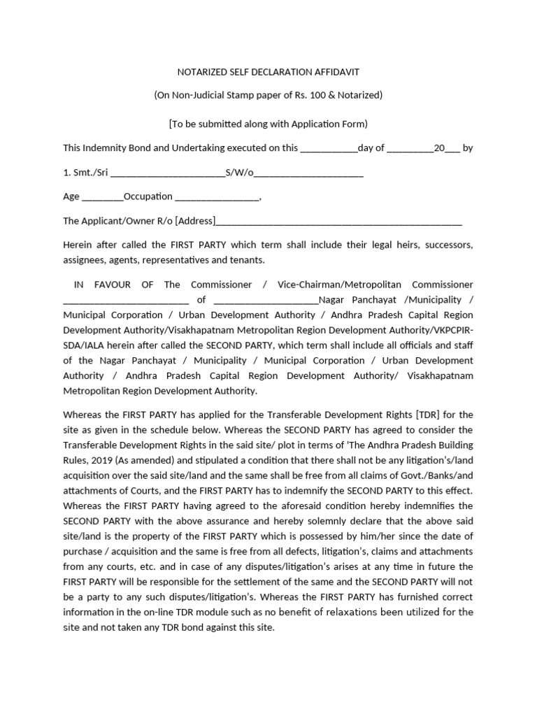 Indemnity Bond for TDR Application | PDF | Common Law | Civil Law ...