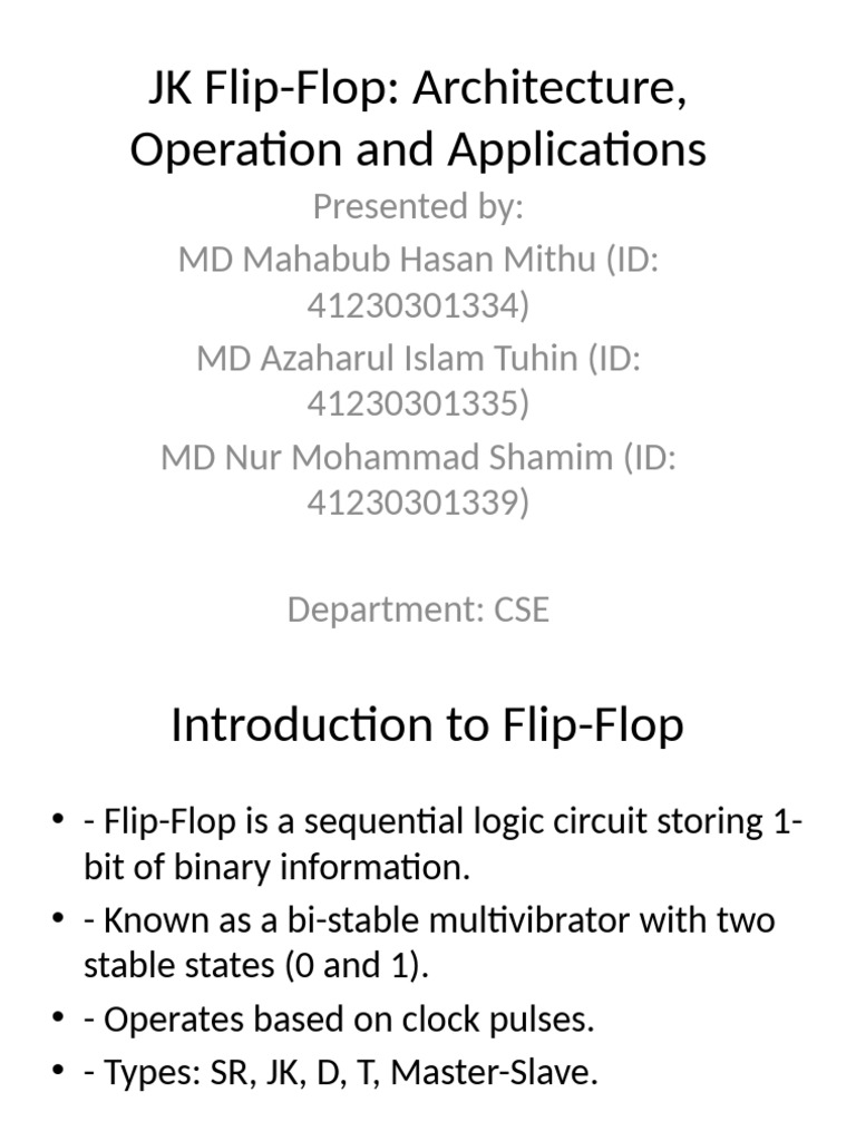 JK Flip-Flop: Function and Uses | PDF