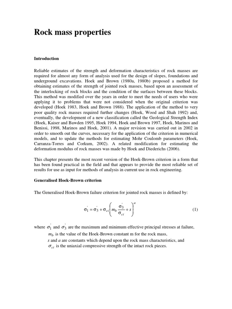 11 Rock Mass Properties | PDF | Strength Of Materials | Stress (Mechanics)