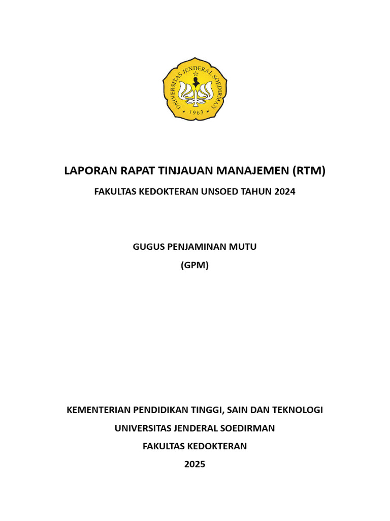 Laporan RTM FK Unsoed 2024: Evaluasi Mutu | PDF