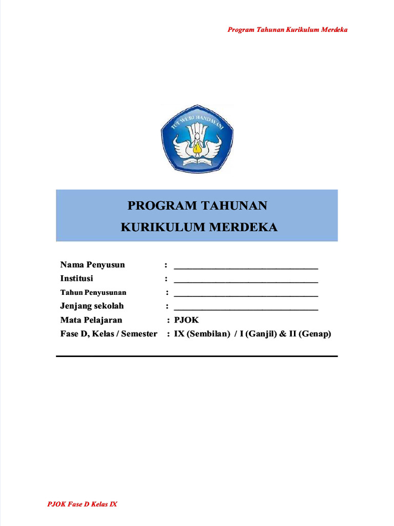Program Tahunan PJOK Kurikulum Merdeka | PDF