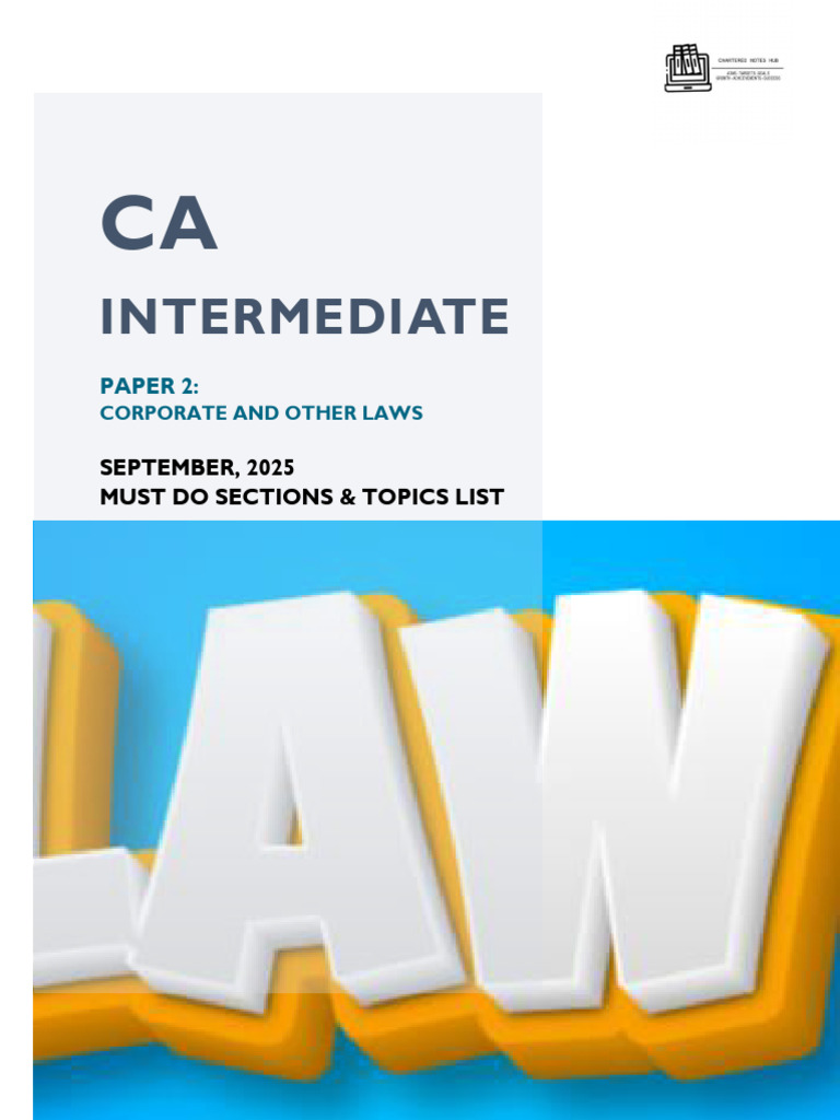 CA Inter Corporate Laws Topic List | PDF | Private Law | Business