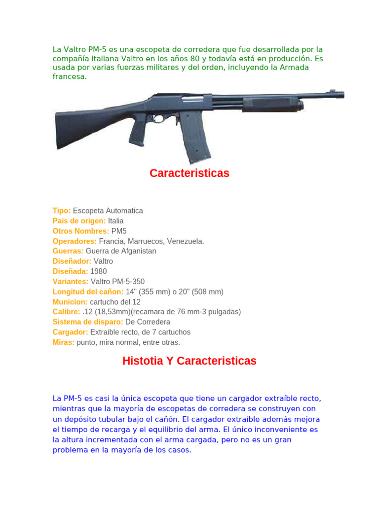 Valtro PM-5: Escopeta Automática Italiana | PDF | Revista (armas de ...