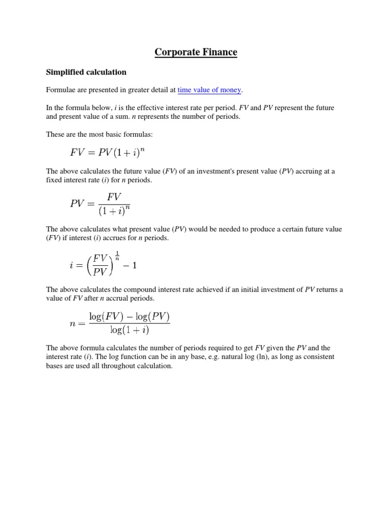 Future and Present Value Formulas | PDF | Present Value | Mathematical ...