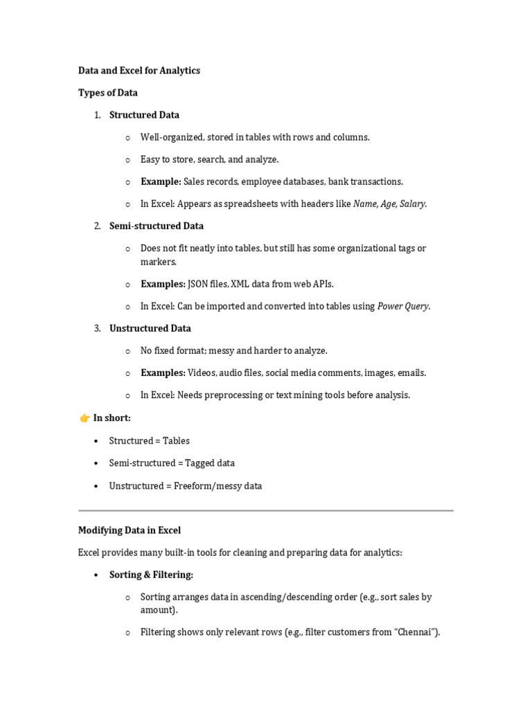 Excel Data Types and Analytics Guide | PDF | Microsoft Excel | Quartile