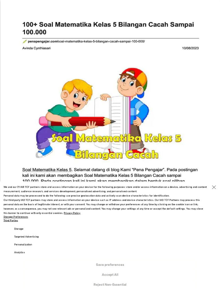 Soal Matematika Kelas 5 Bilangan Cacah | PDF