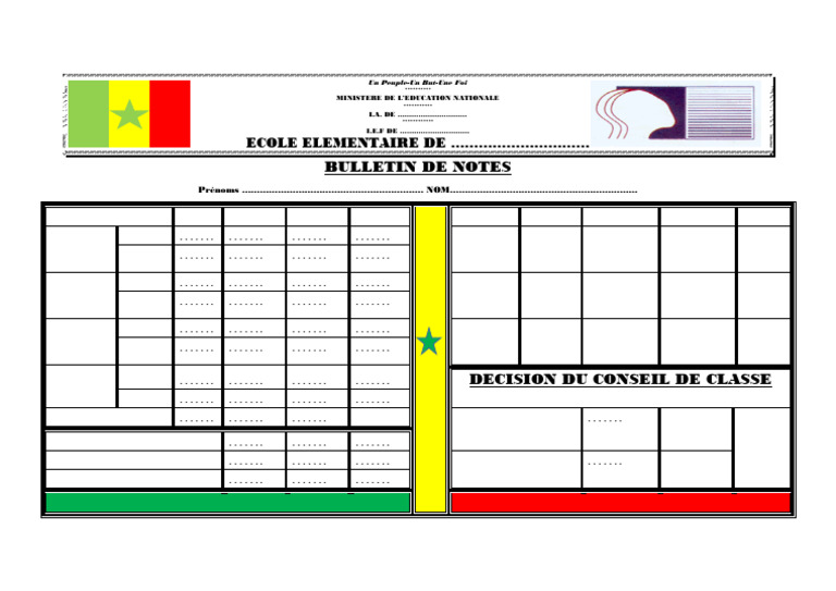 Bulletin de Notes École Élémentaire | PDF