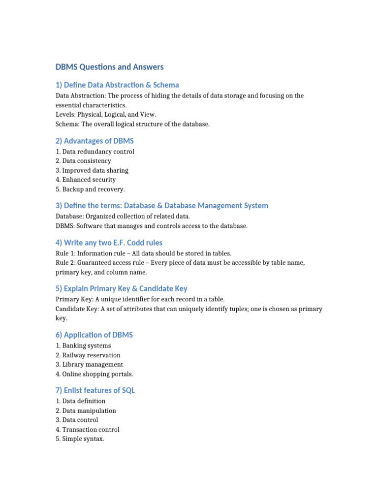 DBMS Concepts: Key Definitions & Features | PDF | Databases ...