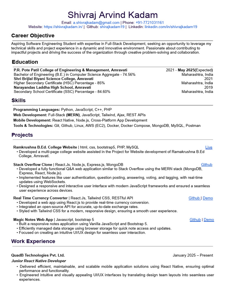 Software Engineering Student Profile | PDF | Mobile App | Java Script
