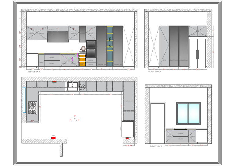 Kitchen Elevation and Layout Plan | PDF | Kitchen | Home