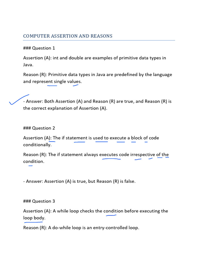 Java Assertions and Reasons Explained | PDF | Class (Computer ...