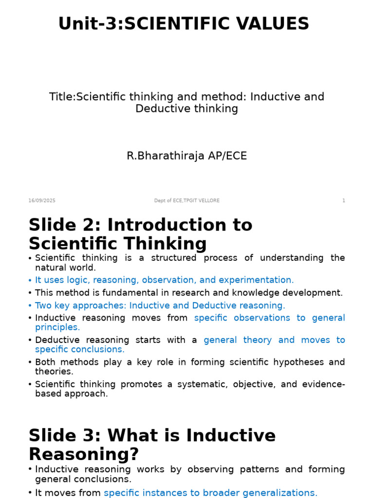 Inductive and Deductive Reasoning in Science | PDF | Deductive ...