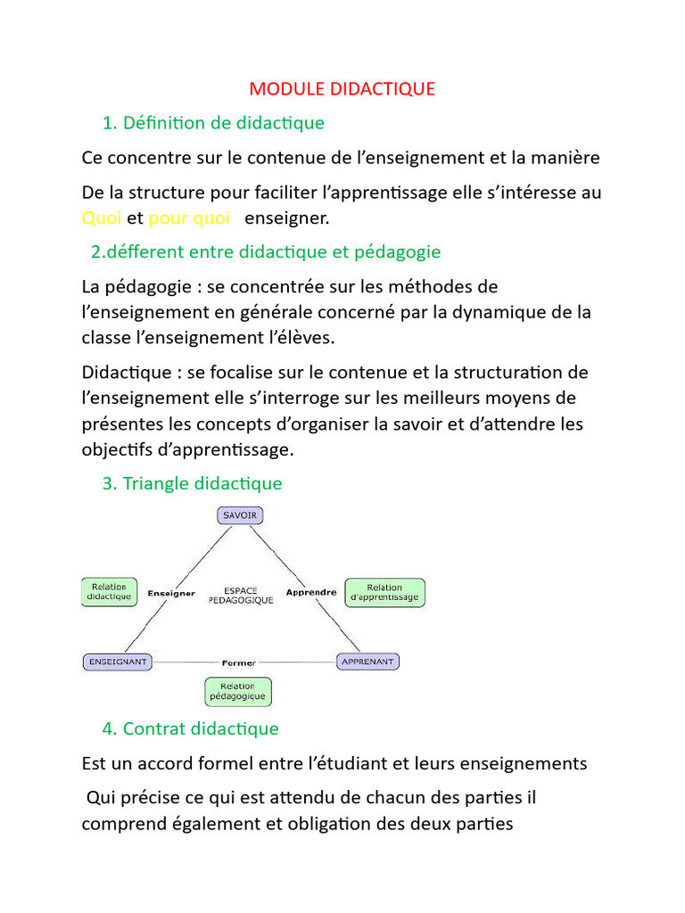 Didactique et Pédagogie : Concepts Clés | PDF