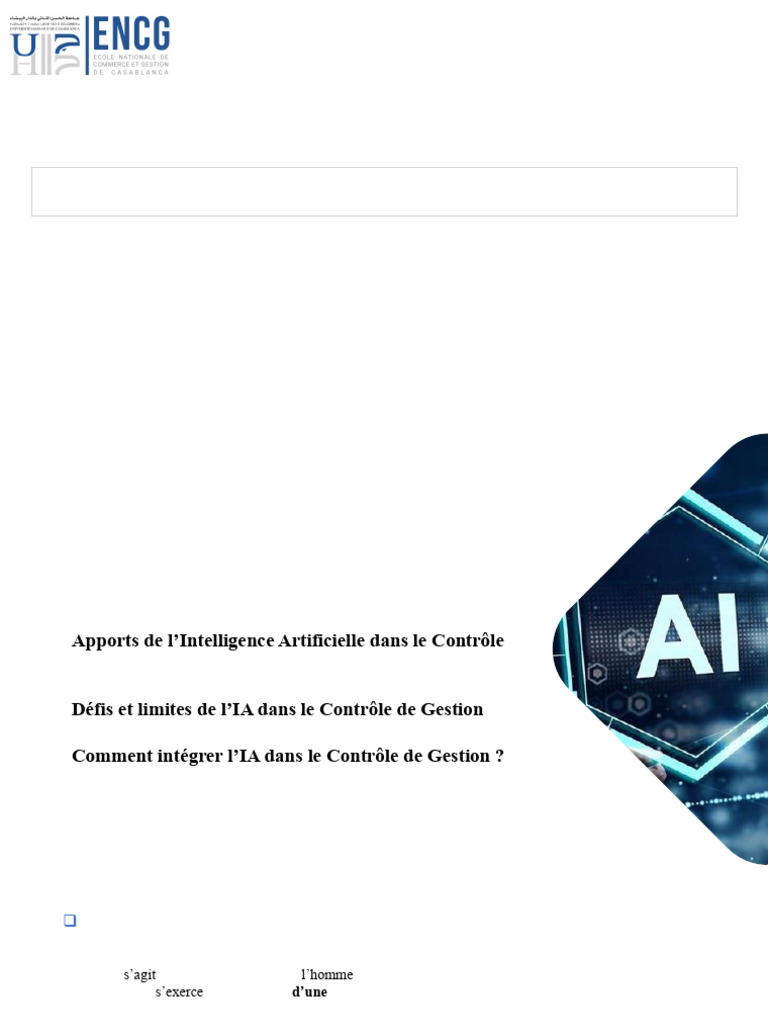 IA et Contrôle de Gestion : Intégration et Impact | PDF | Intelligence ...