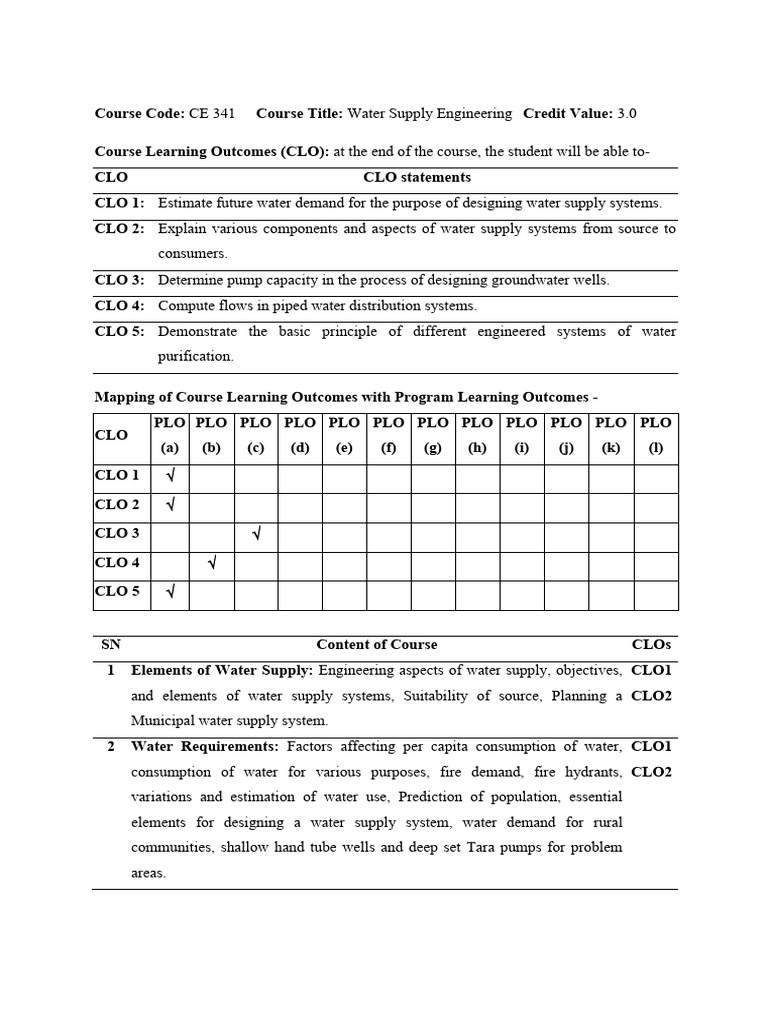CE 341: Water Supply Engineering Overview | PDF | Water Purification ...