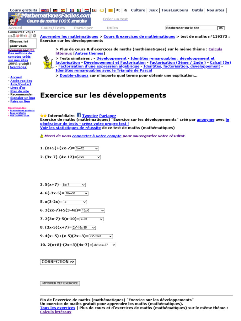 Exercice de mathématiques sur les développements | PDF | Mathématiques