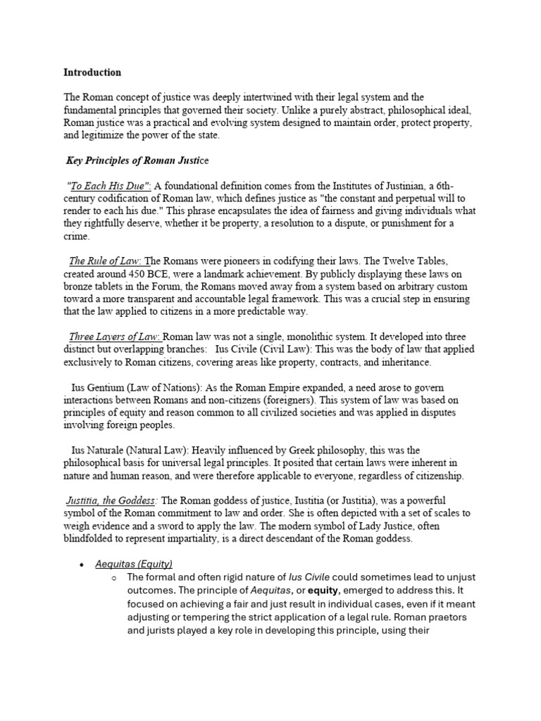 Key Principles of Roman Justi: 