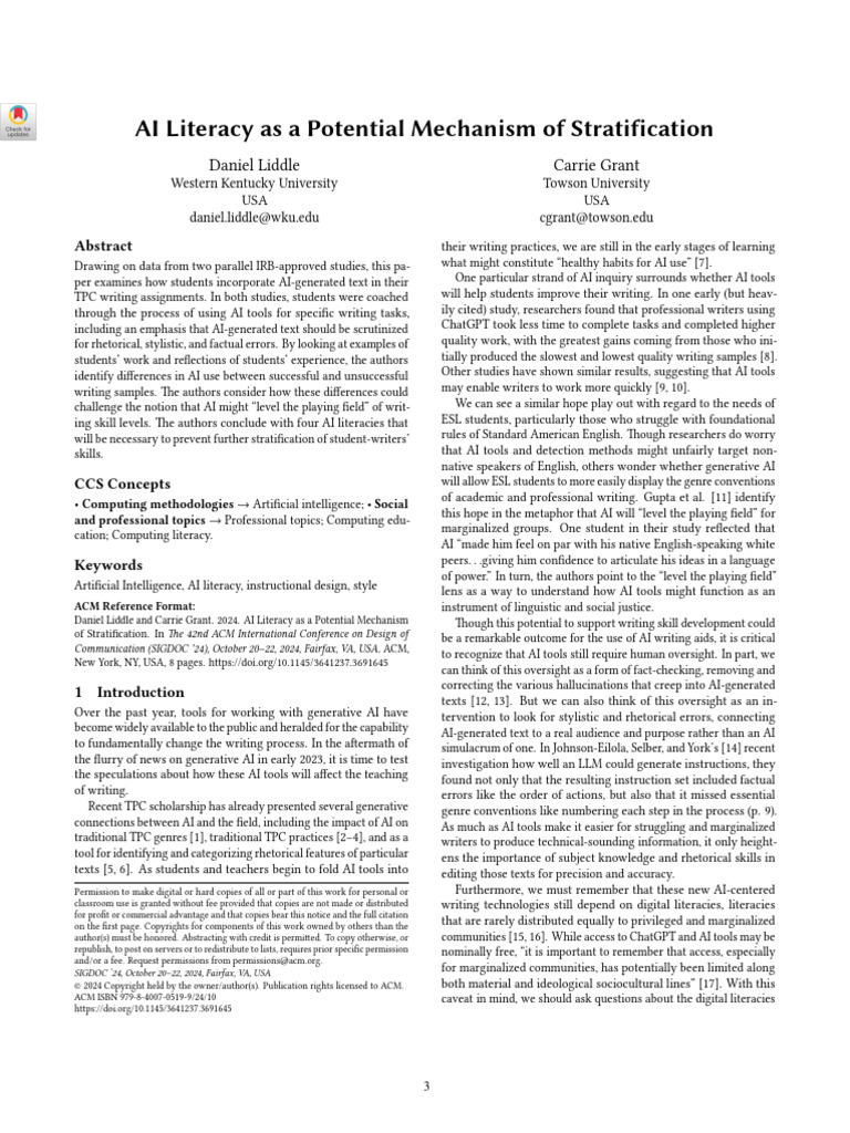 AI Literacy and Writing Stratification | PDF | Artificial Intelligence ...