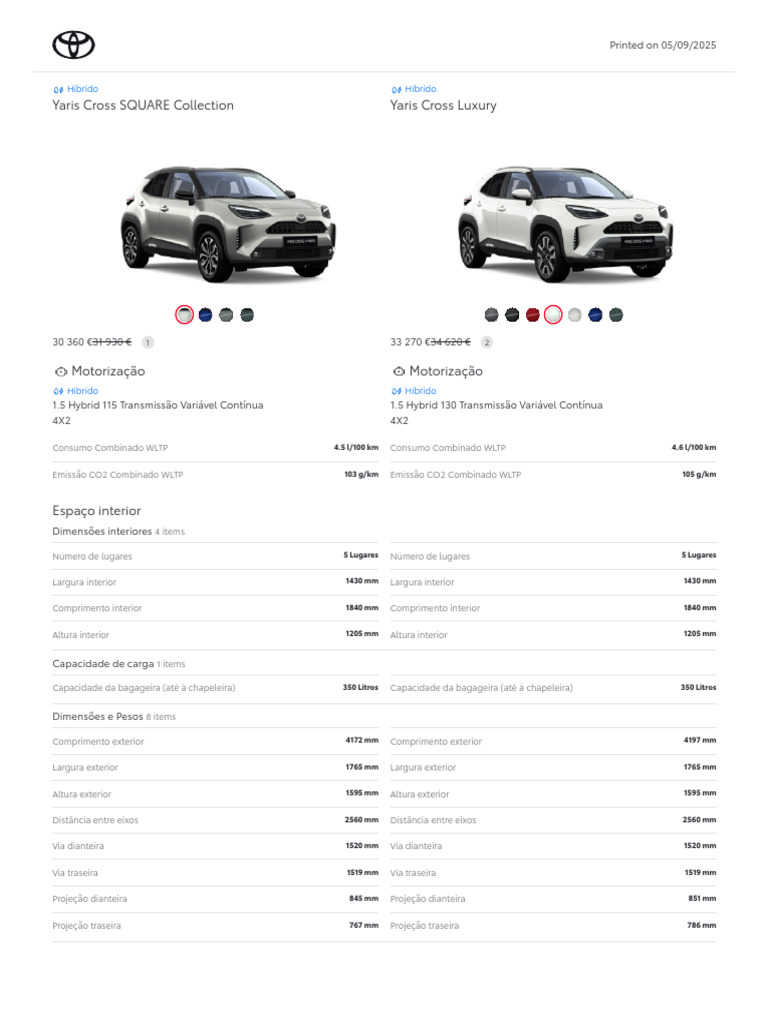 Yaris Cross Híbrido: Preços e Especificações | PDF | Pneu | Veículo ...