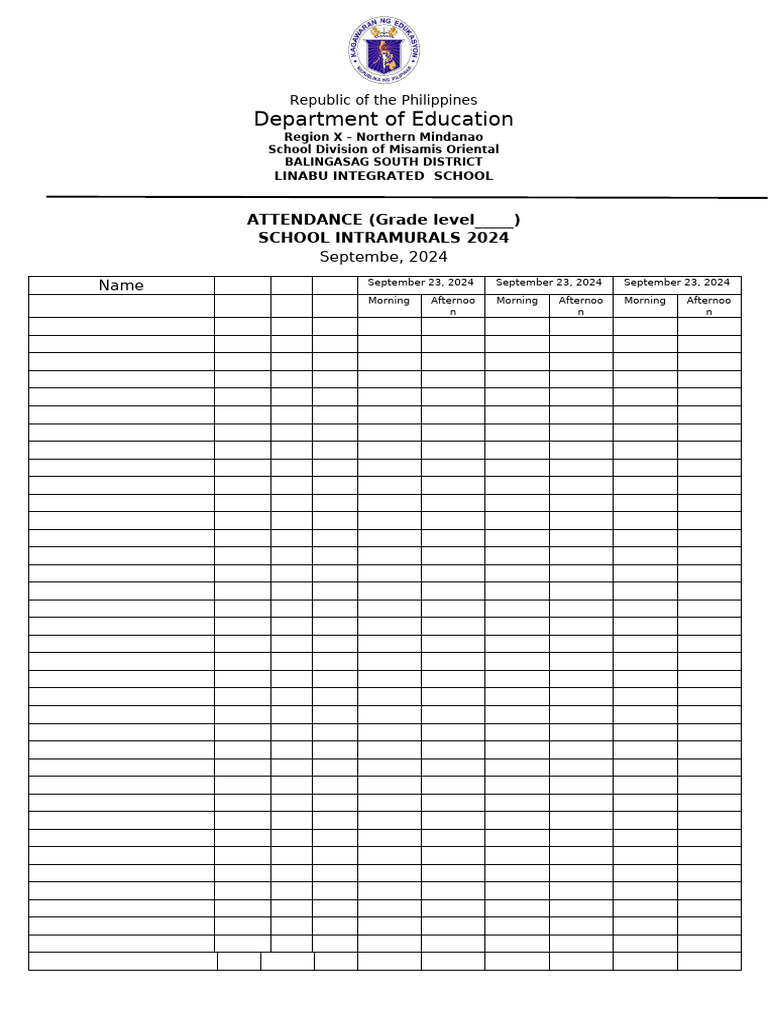 Intrams Attendance | PDF